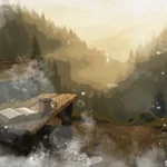 Open book and coffee on weathered bench overlooking misty Pacific Northwest forest, symbolizing the contemplative journey of faith-integrated therapy in Spokane, Washington Open book and coffee on weathered bench overlooking misty Pacific Northwest forest, symbolizing the contemplative journey of faith-integrated therapy in Spokane, Washington